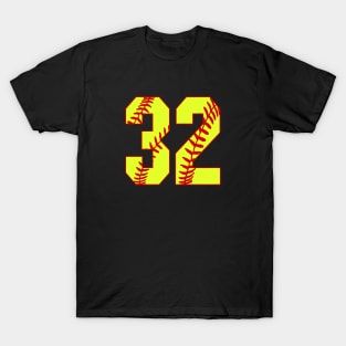 Fastpitch Softball Number 32 #32 Softball Shirt Jersey Uniform Favorite Player Biggest Fan T-Shirt